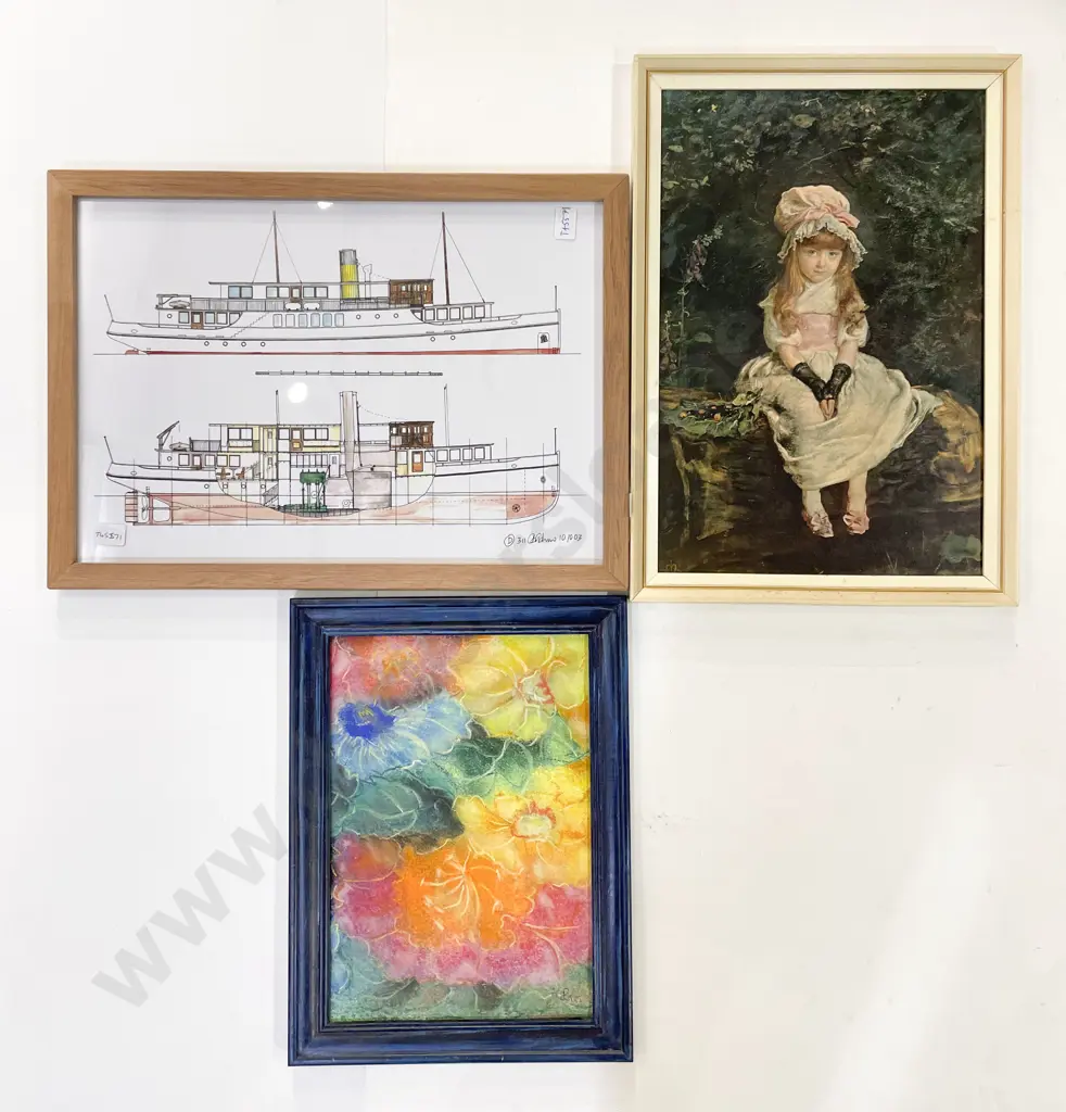 Three Assorted Chinese Watercolours on Material Image 1++