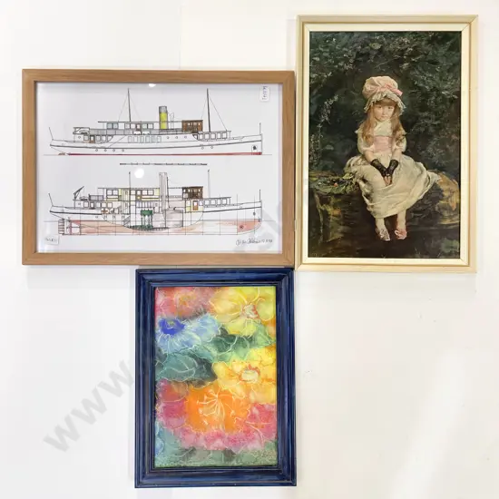 Three Assorted Chinese Watercolours on Material