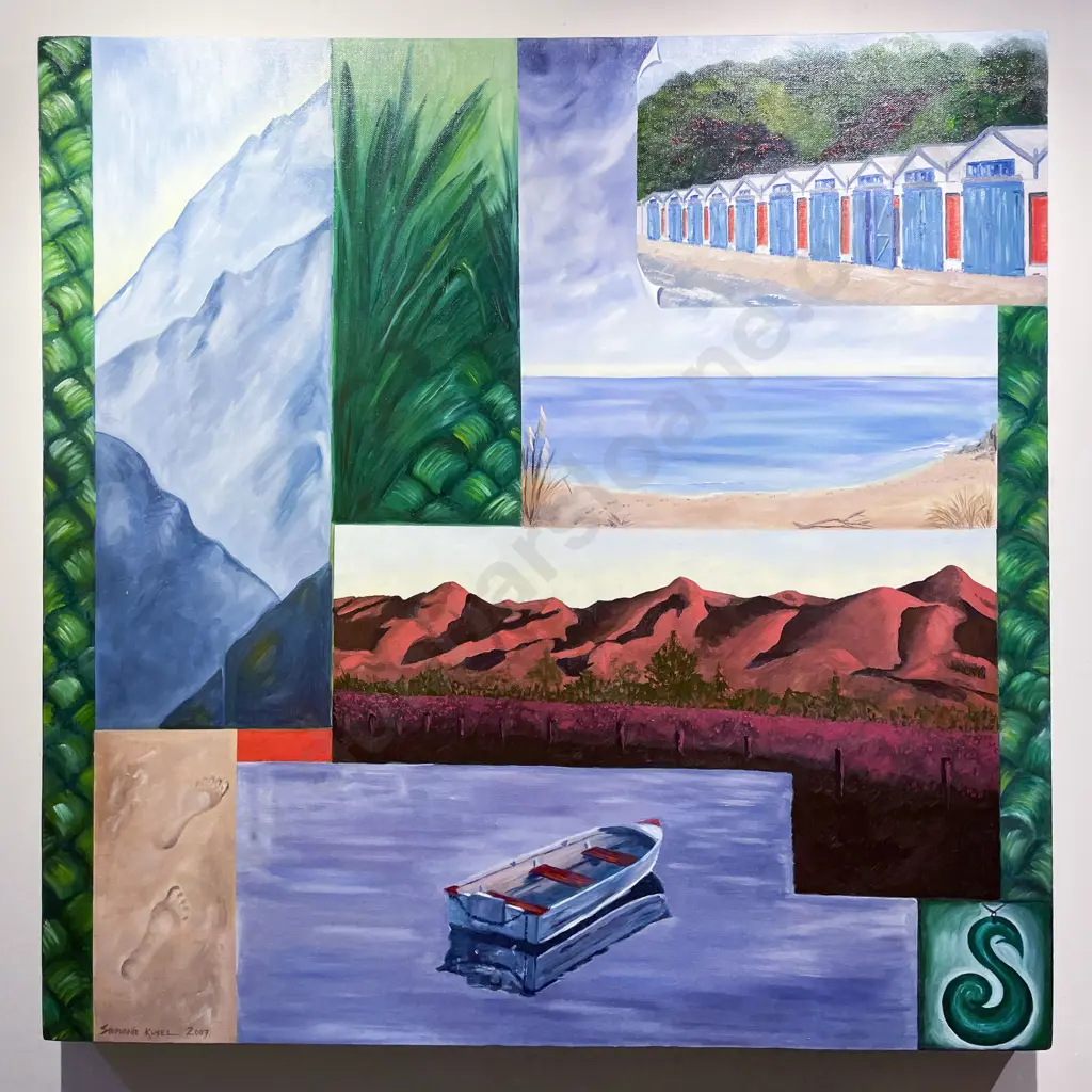 Stephanie Kusel - Segmented NZ Scenes - Oil on Canvas Image 1++