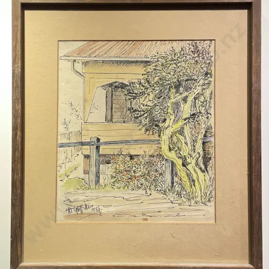 Indistinctly Signed Architectural Study together with Print