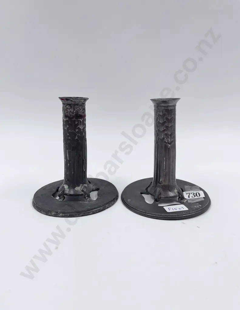 Pair of Tudric Pewter Candlesticks Image 1++
