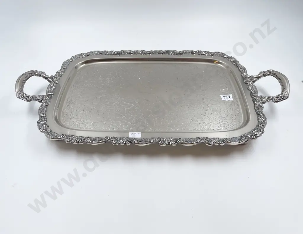 S/P Footed Double Handled Tray Image 1++
