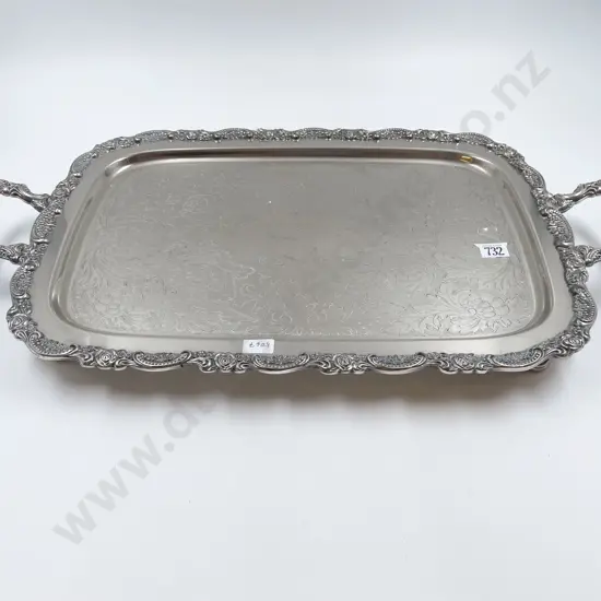 S/P Footed Double Handled Tray