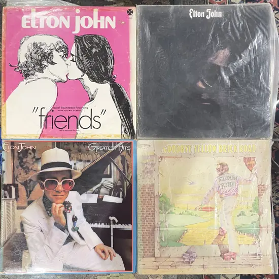 Four Assorted Elton John Vinyl Records
