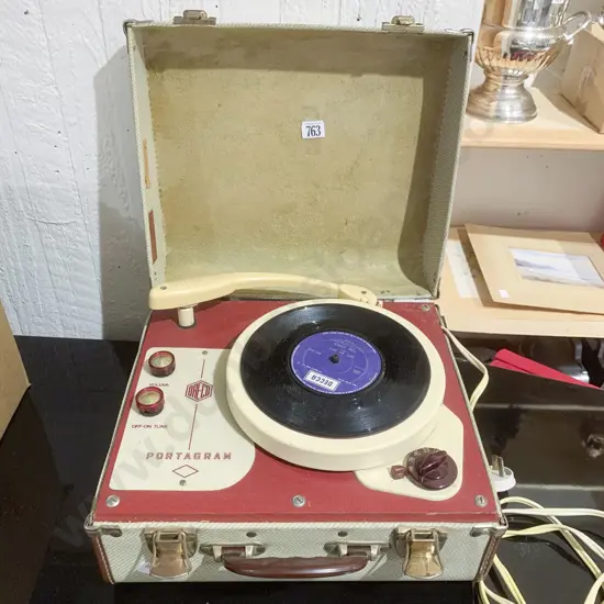 Vintage Dreco Portagram 45rpm Record Player with Tom Jones Vinyl Record