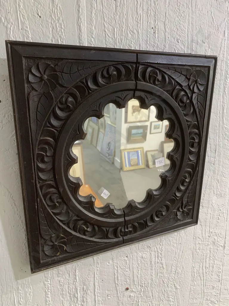 Carved Wooden Wall Mirror Image 1++