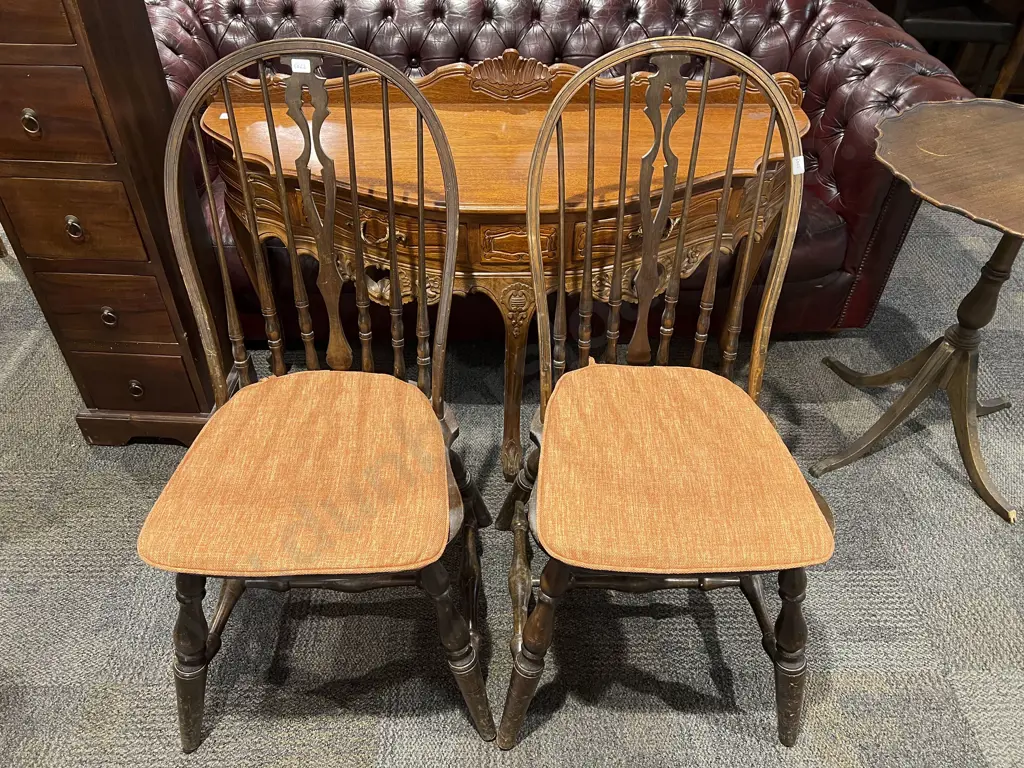 Pair of Country Kitchen Stick Back Dining Chairs Image 1++