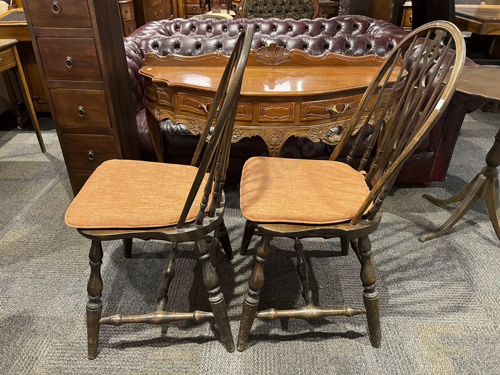 Pair of Country Kitchen Stick Back Dining Chairs Image 1++