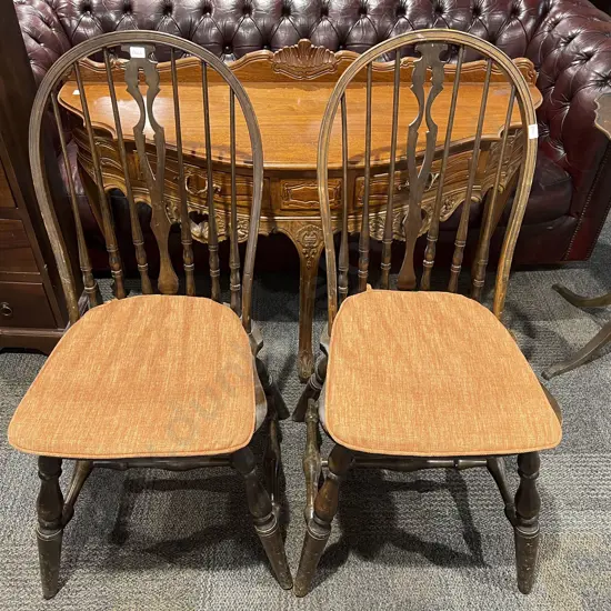 Pair of Country Kitchen Stick Back Dining Chairs