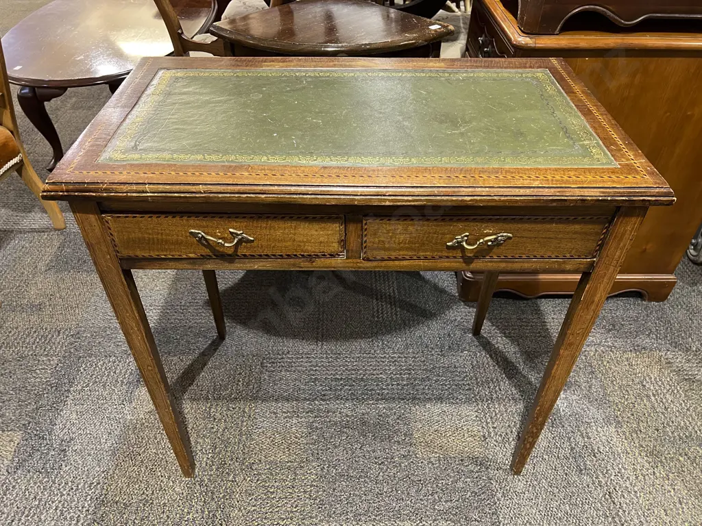 Edwardian Leather Top Side Table Image 1++
