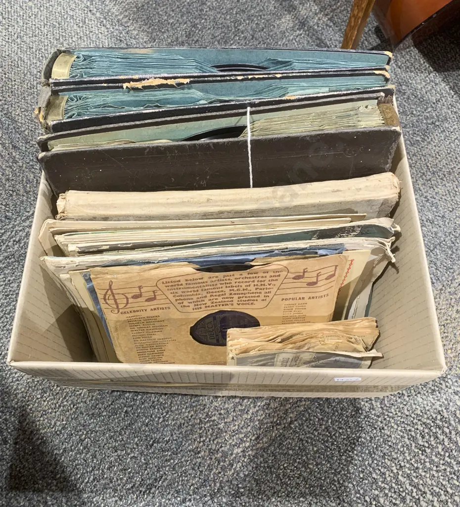 Oak Cased Floor Standing "His Master's Voice" Gramophone with Classical Records & Some Sheet Music Image 1++