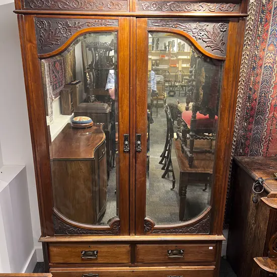 Vict Mahogany Mirror Door Wardrobe