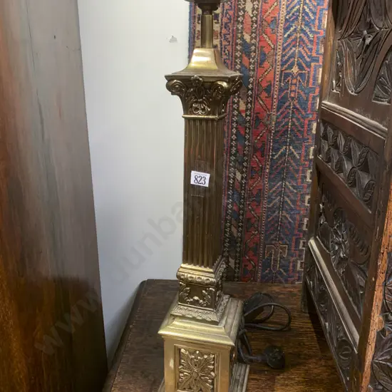 Brass Column Form Table Lamp