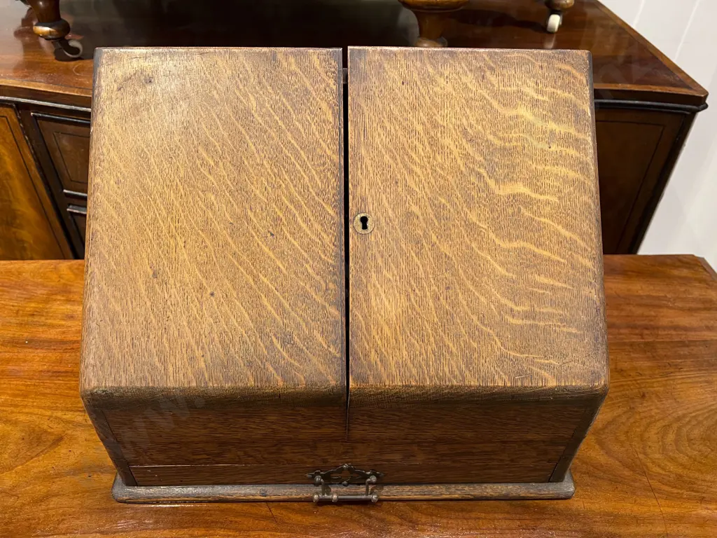 Vict Oak Stationery Box Image 1++