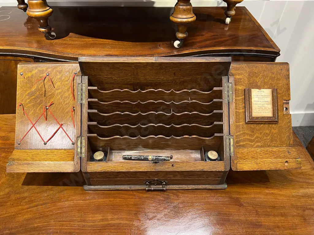 Vict Oak Stationery Box Image 1++