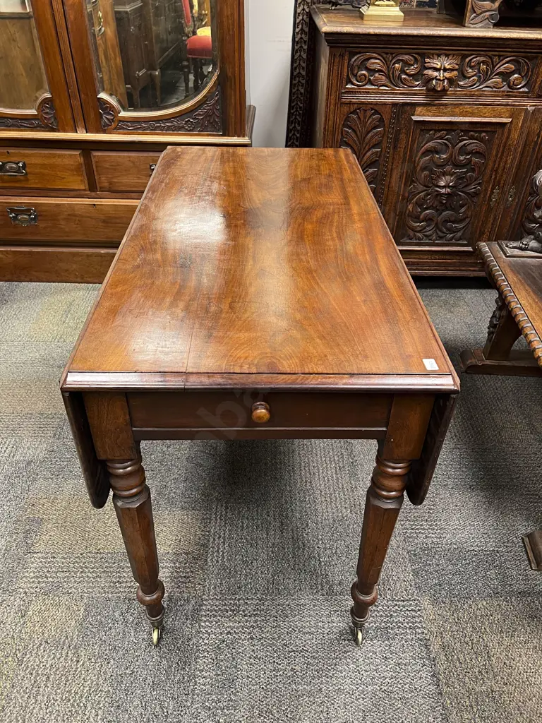 Vict Dropside Single Drawer Table Image 1++