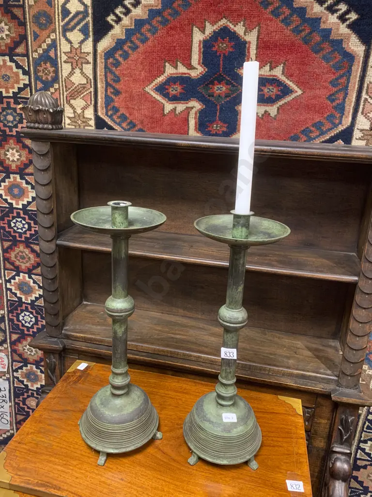 Pair of Bronze Style Candlesticks Image 1++