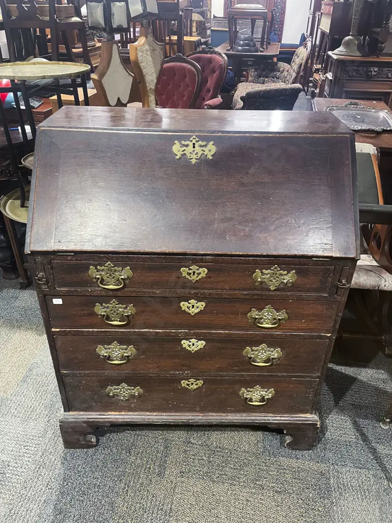 Early Geo III Oak Bureau Image 1++