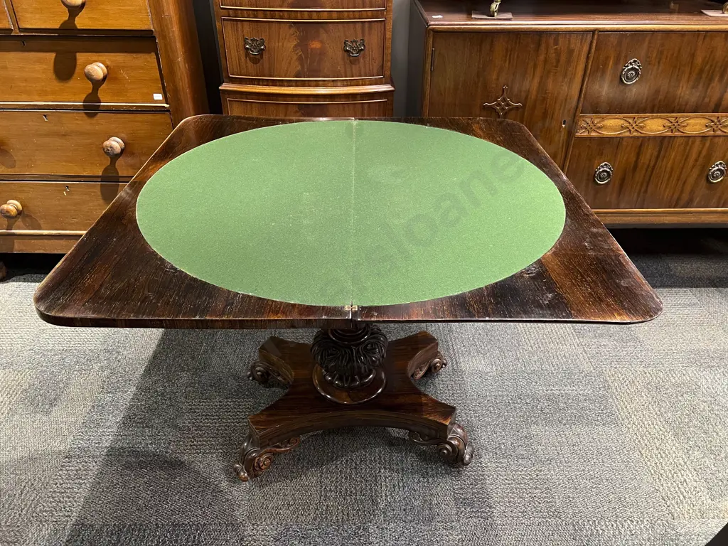 WM IV Rosewood Foldover Games Table Image 1++