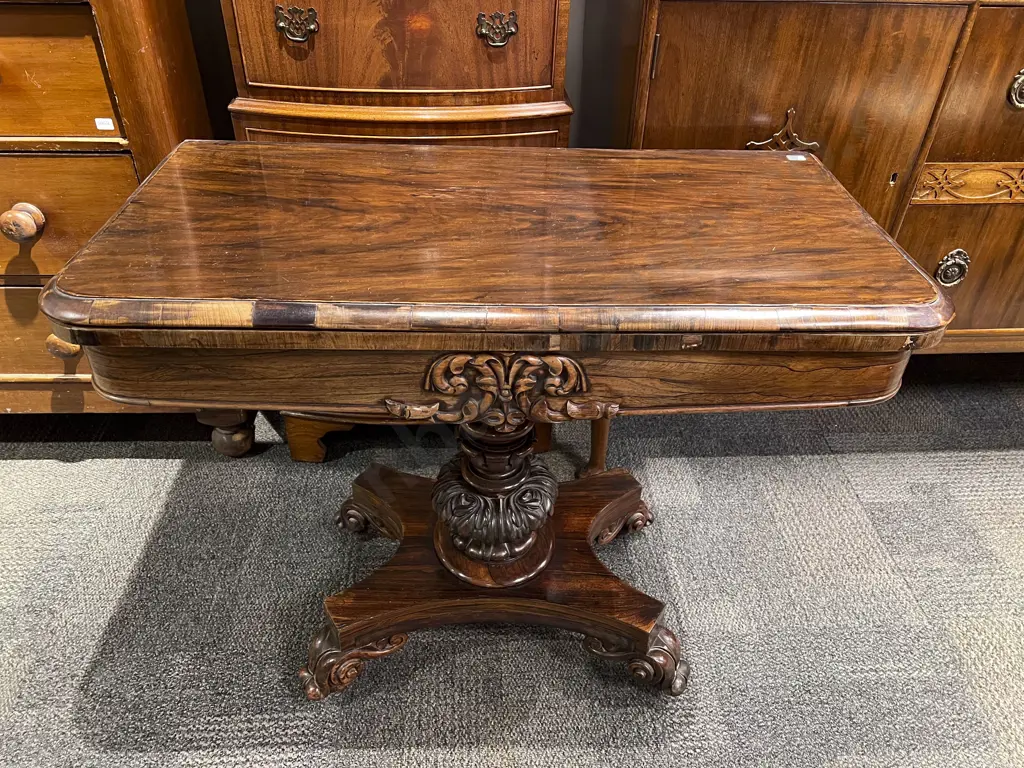 WM IV Rosewood Foldover Games Table Image 1++