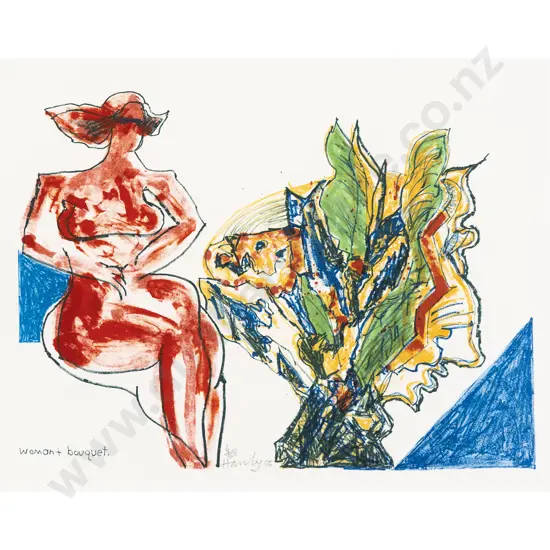 Pat Hanly - Woman + Bouquet