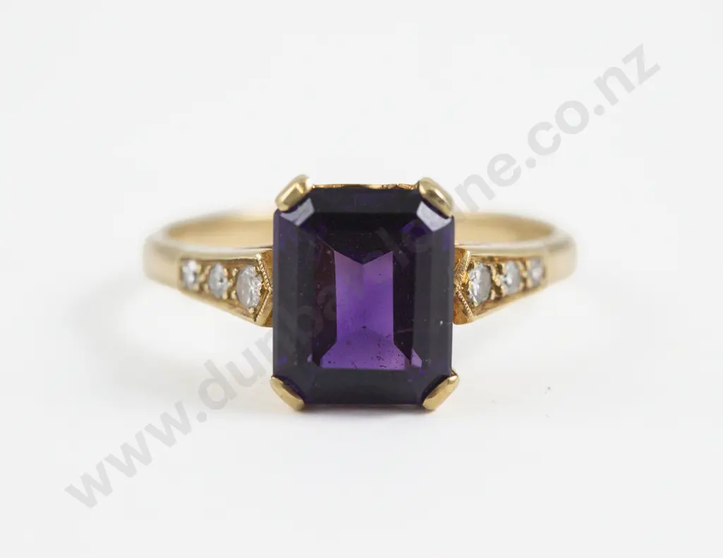 18ct Seven Stone Amethyst and Diamond Ring Image 1++
