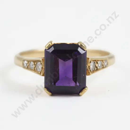 18ct Seven Stone Amethyst and Diamond Ring