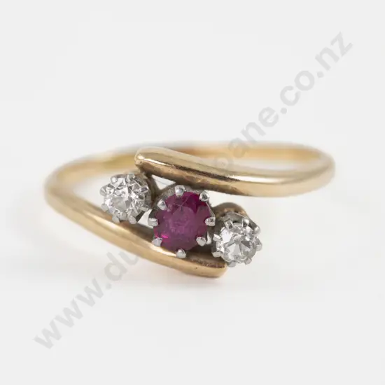 18ct Three Stone Ruby and Diamond Ring
