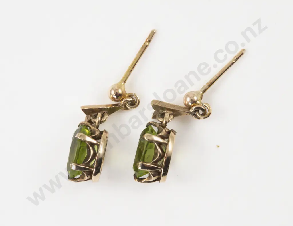 Pair 9ct Peridot Pendant Drop Earrings Image 1++