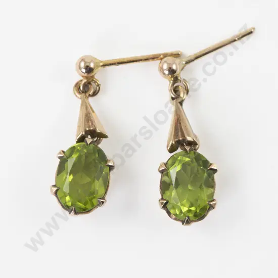 Pair 9ct Peridot Pendant Drop Earrings
