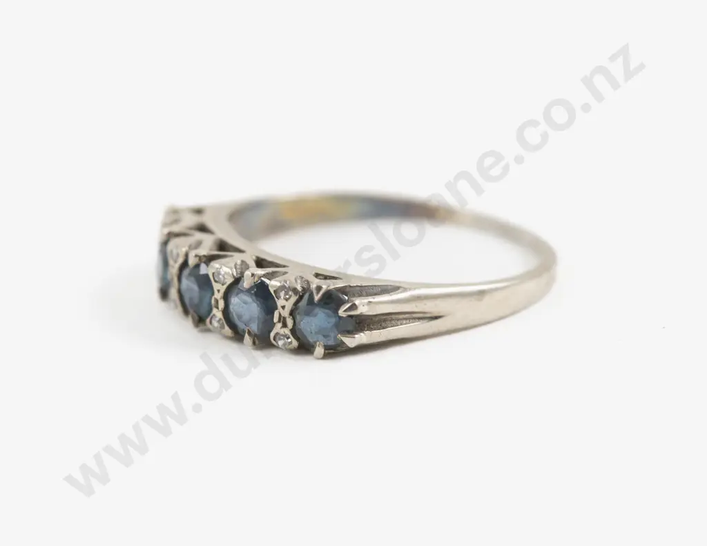 18ct White Gold 13Stone Sapphire and Diamond Ring Image 1++