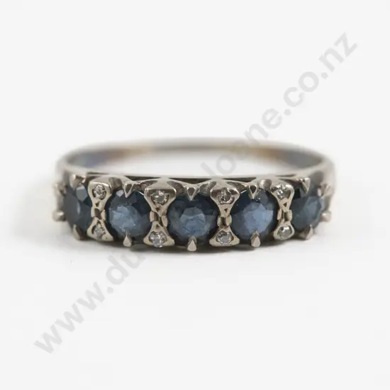 18ct White Gold 13Stone Sapphire and Diamond Ring