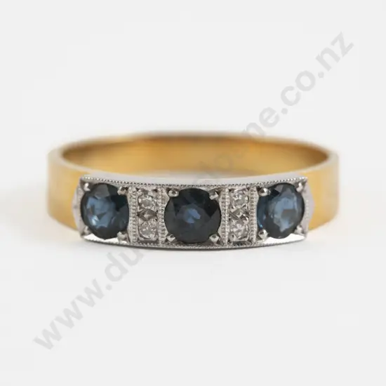 18ct Three Stone Sapphire Band Ring