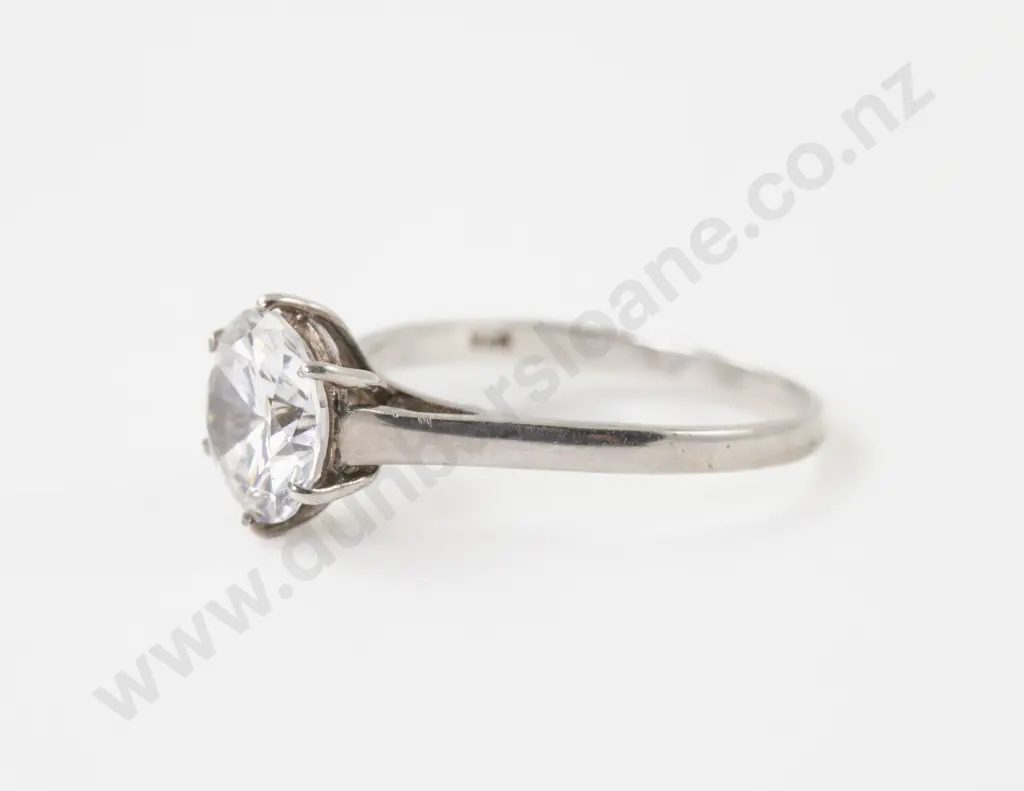 S/S Cubic Zirconia Solitaire Ring Image 1++