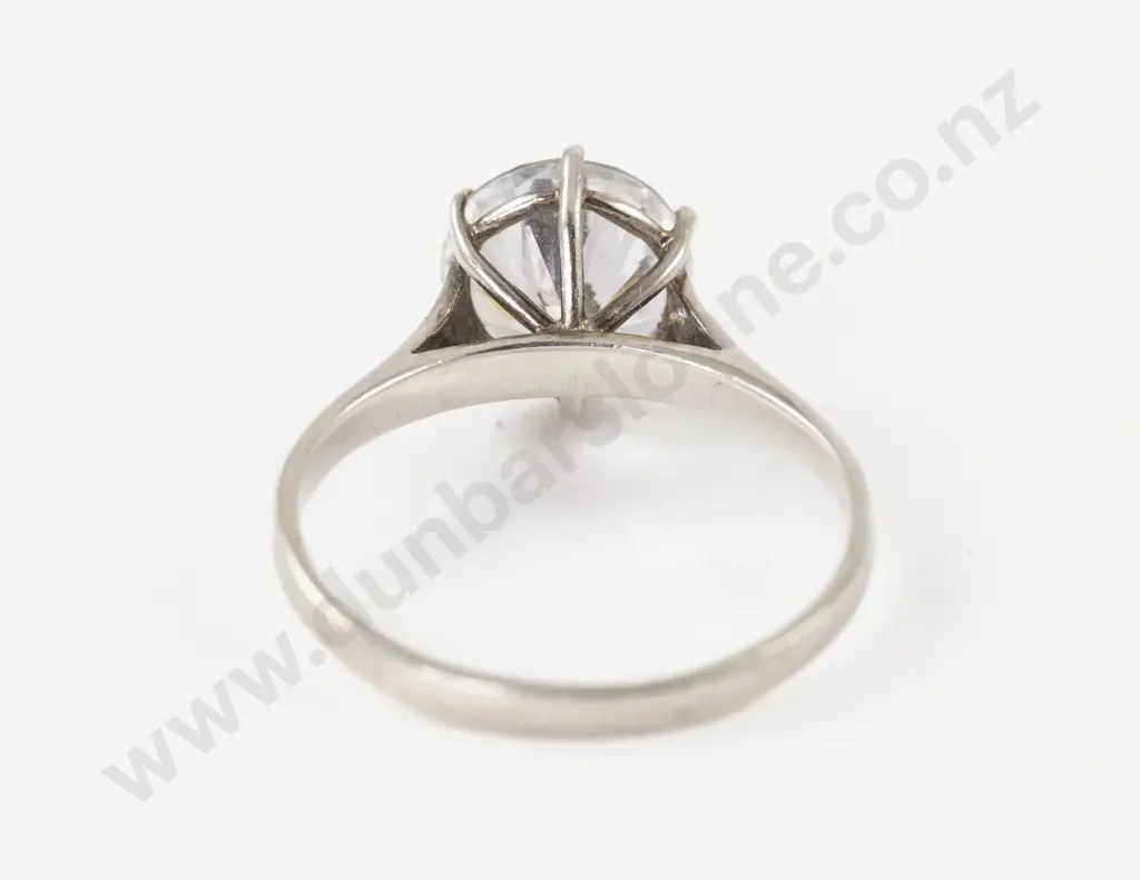 S/S Cubic Zirconia Solitaire Ring Image 1++