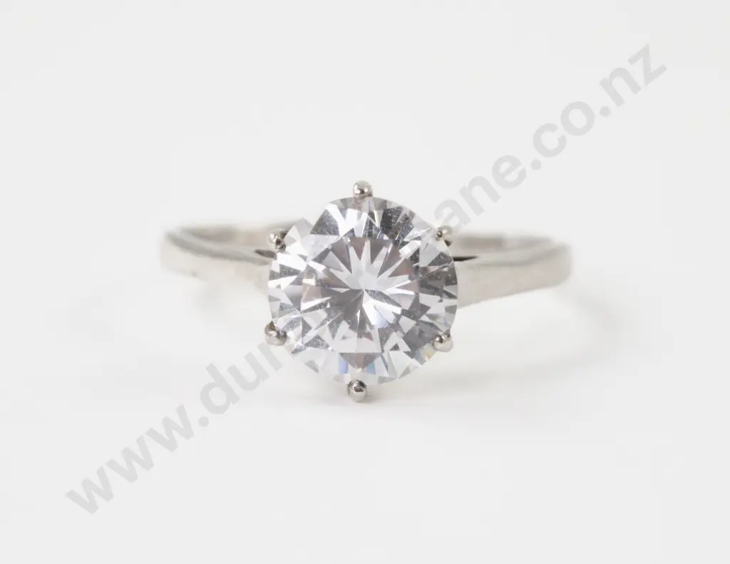 S/S Cubic Zirconia Solitaire Ring Image 1++