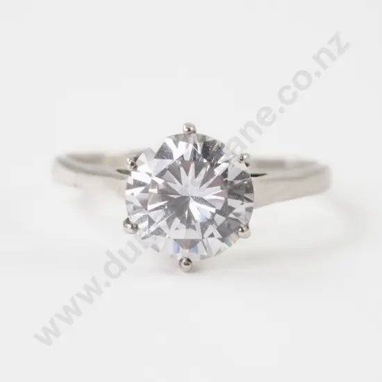 S/S Cubic Zirconia Solitaire Ring