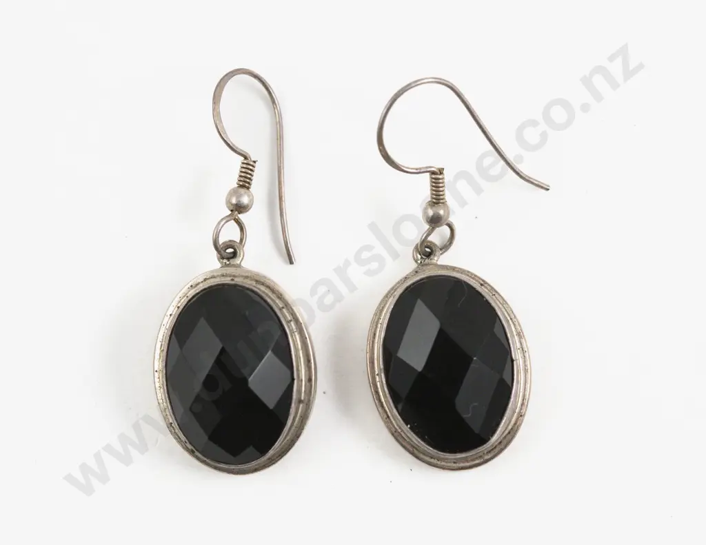 Pair S/S Black Crystal Pendant Drop Earrings Image 1++