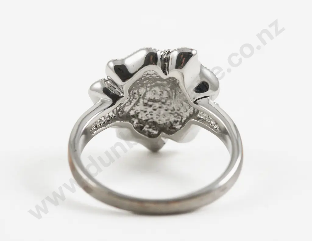 S/S and Marcasite Flower Ring Image 1++