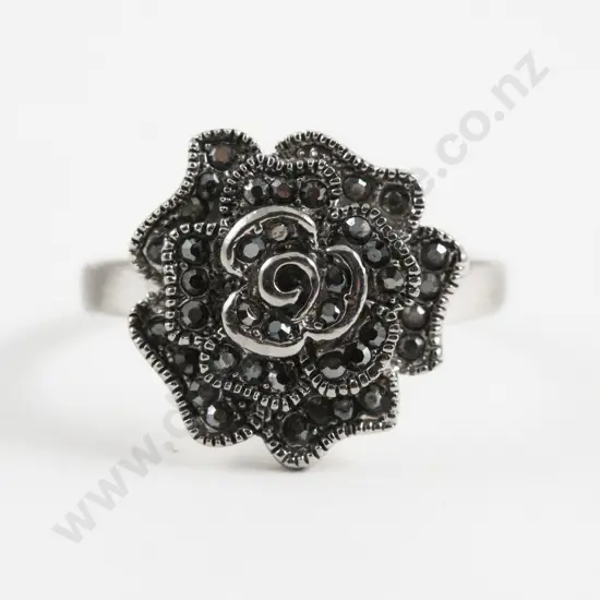 S/S and Marcasite Flower Ring