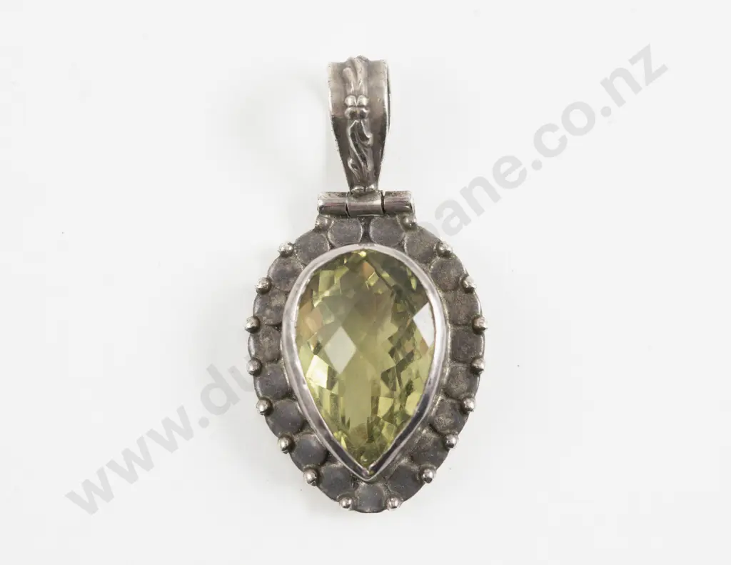 S/S Framed Single Stone Citrine Pendant Image 1++