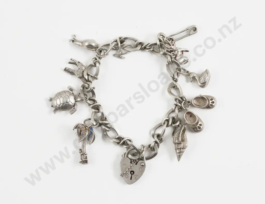 S/S Fancy Curb Link Charm Bracelet Image 1++