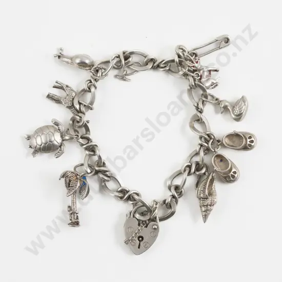 S/S Fancy Curb Link Charm Bracelet