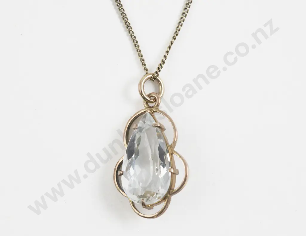 Vintage 9ct Mounted Single Crystal Pendant Image 1++