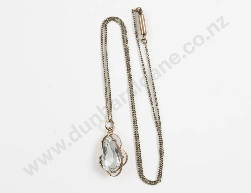 Vintage 9ct Mounted Single Crystal Pendant Image 1++