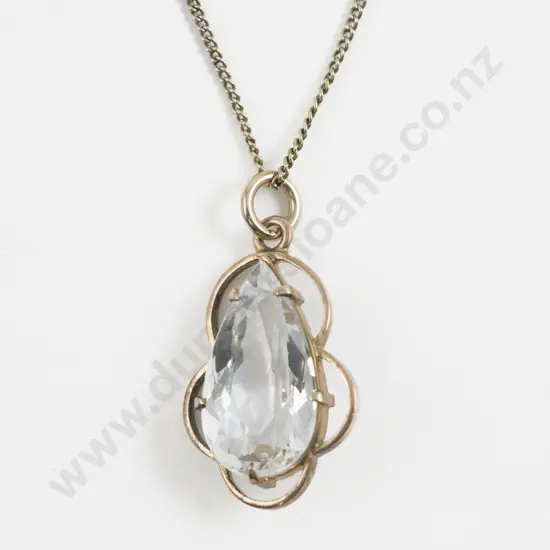 Vintage 9ct Mounted Single Crystal Pendant