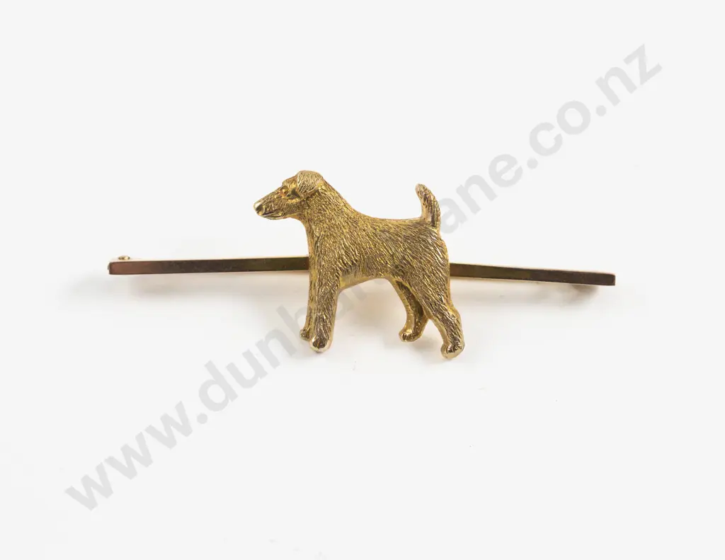 9ct Gold Terrier Bar Brooch Image 1++