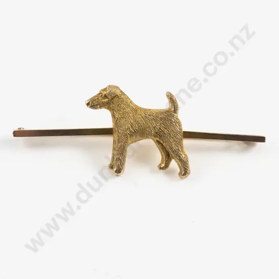 9ct Gold Terrier Bar Brooch