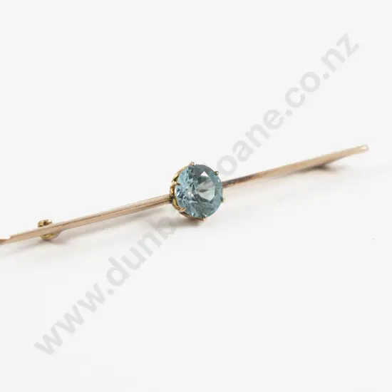 9ct Single Stone Zircon Bar Brooch