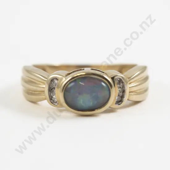 10ct Seven Stone Opal and Diamond Band Ring